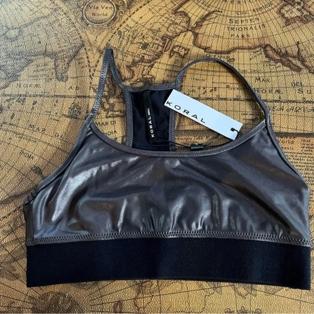 Koral Womens size S Sweeper Versatility Sports Bra Grey Lead Spaghetti Strap Gym - Image 32