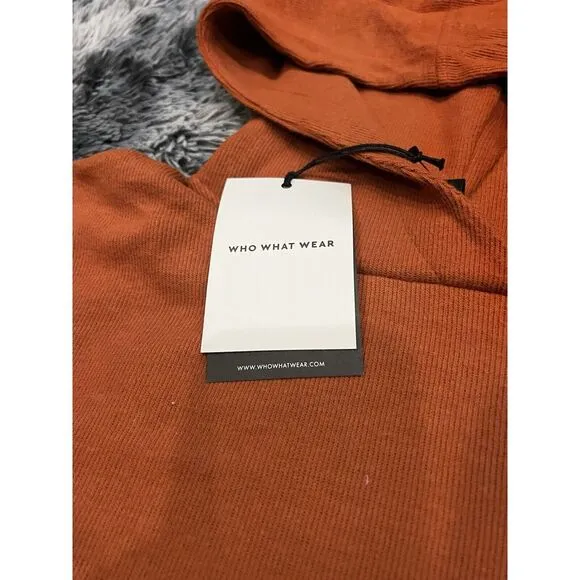 NWT Women's Who What Wear L/S Ribbed Knit Hooded Dress‎ Sz Small - Image 7
