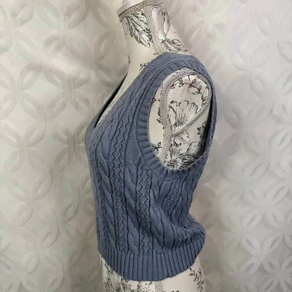 Full Tilt  Cable Pointelle‎ Vest Soft Blue Size XL - Image 8