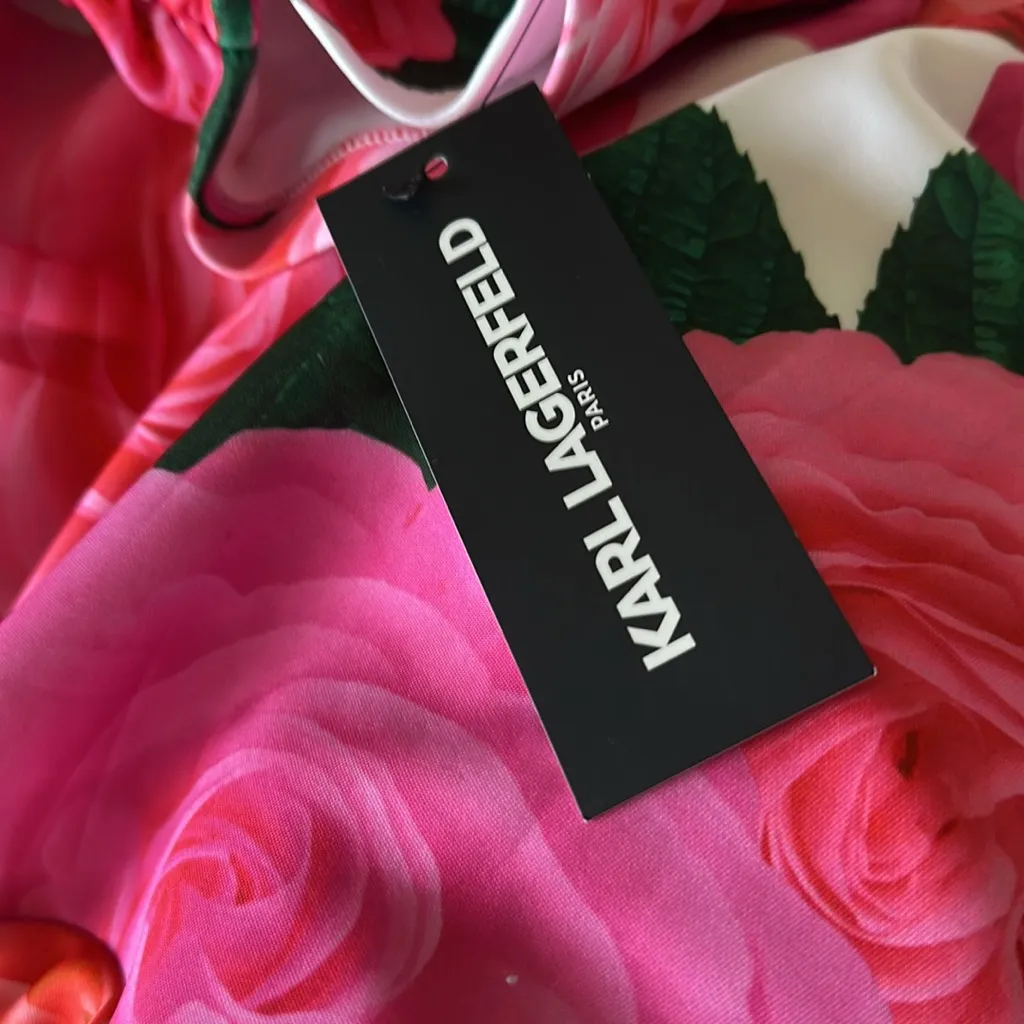 NWT KARL LAGERFELD PARIS Scuba Floral Print Crew Neck Dress - Image 7