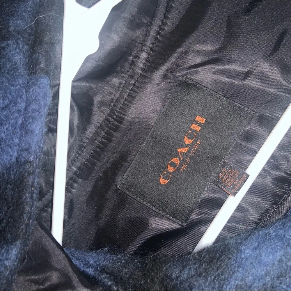 Coach alpaca wool blue plaid cape hooded boho plaid fall holiday party classic - Image 8