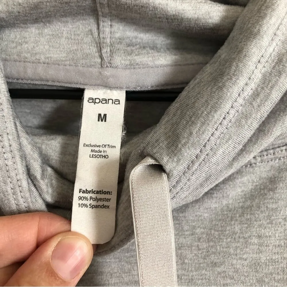 Apana Athletic Activewear Gray Drawstring Cowl Neck Pullover Sweatshirt Sweater - Image 4