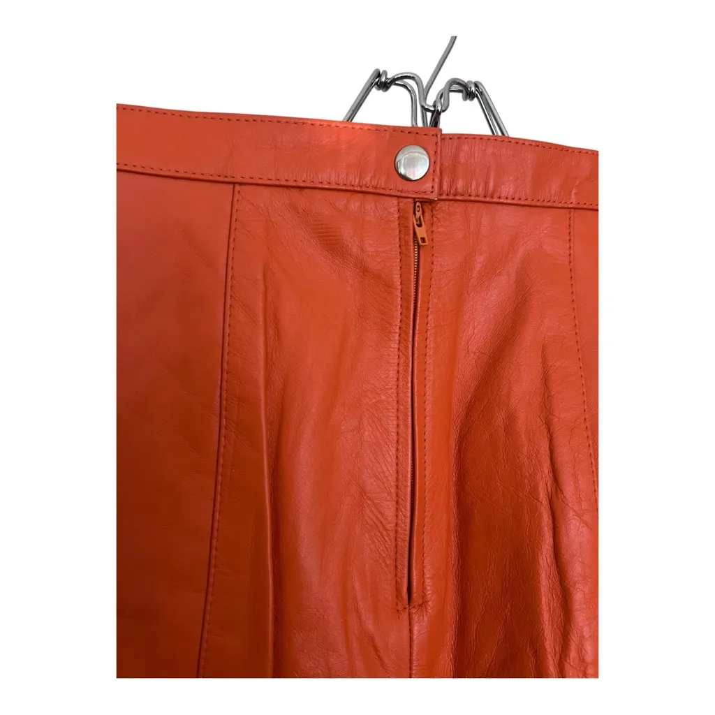 L.A. ROXX Vintage 80s Orange Leather Pencil Skirt Size 4 - Image 2