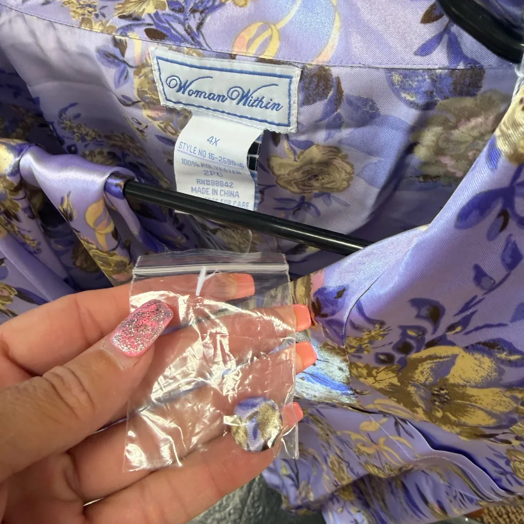 Woman Within Lavender and Gold Floral Pajama Set - Image 4