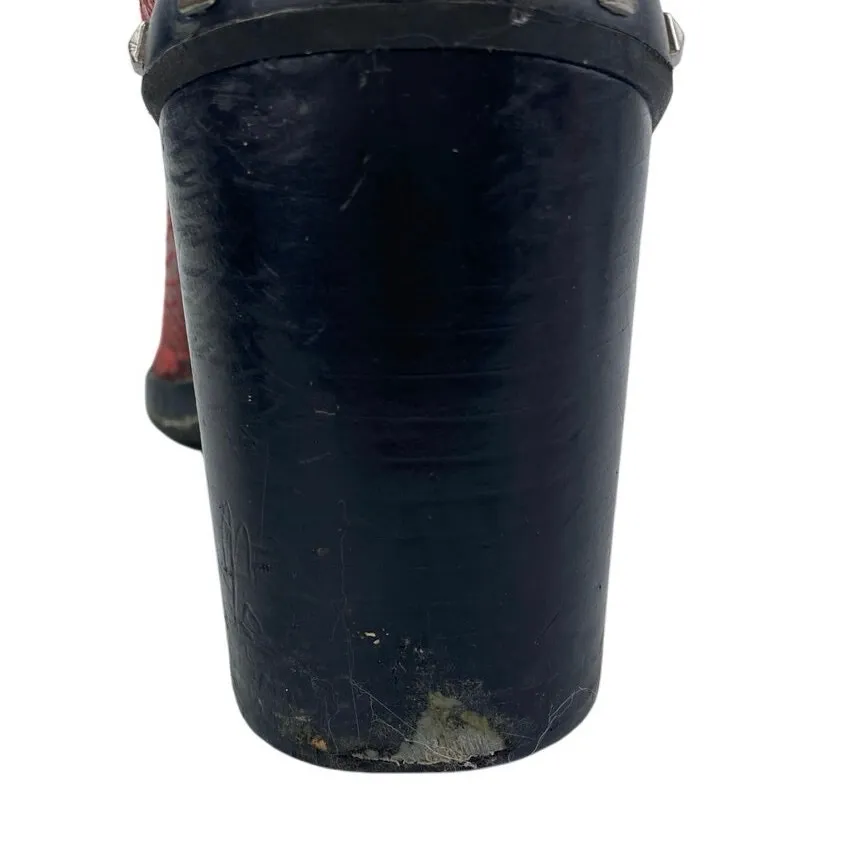 Charles by Charles David Dodger Red Snakeskin Leather Studded Chelsea Boots 7.5M - Image 5