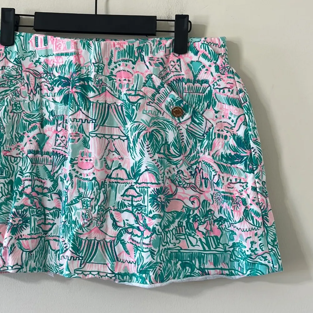 Lilly Pulitzer Madison Skort Bright Agate Green Colorful Camelflage Size Large - Image 6