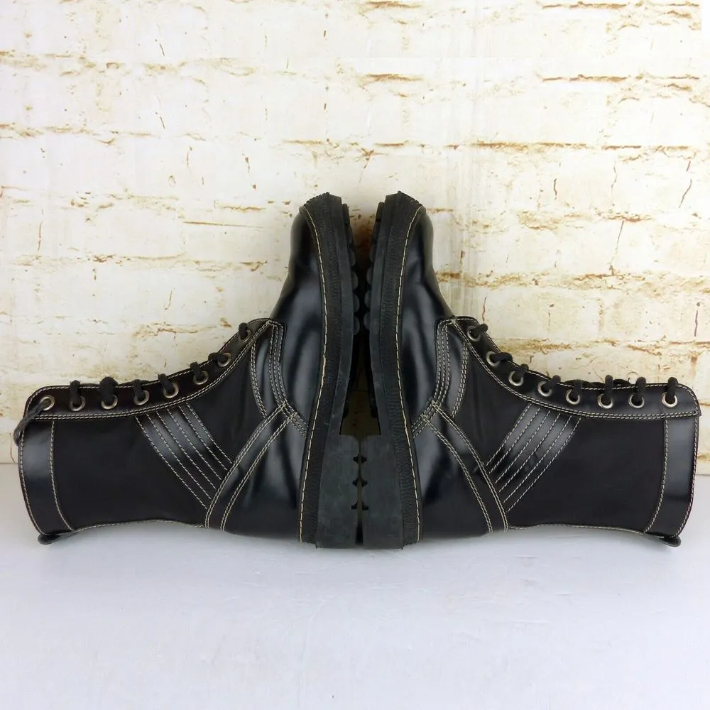 Giraudon NYC VTG Combat Boot Women 40 9.5 Black Nylon Leather Lace Up 90s Grunge - Image 10