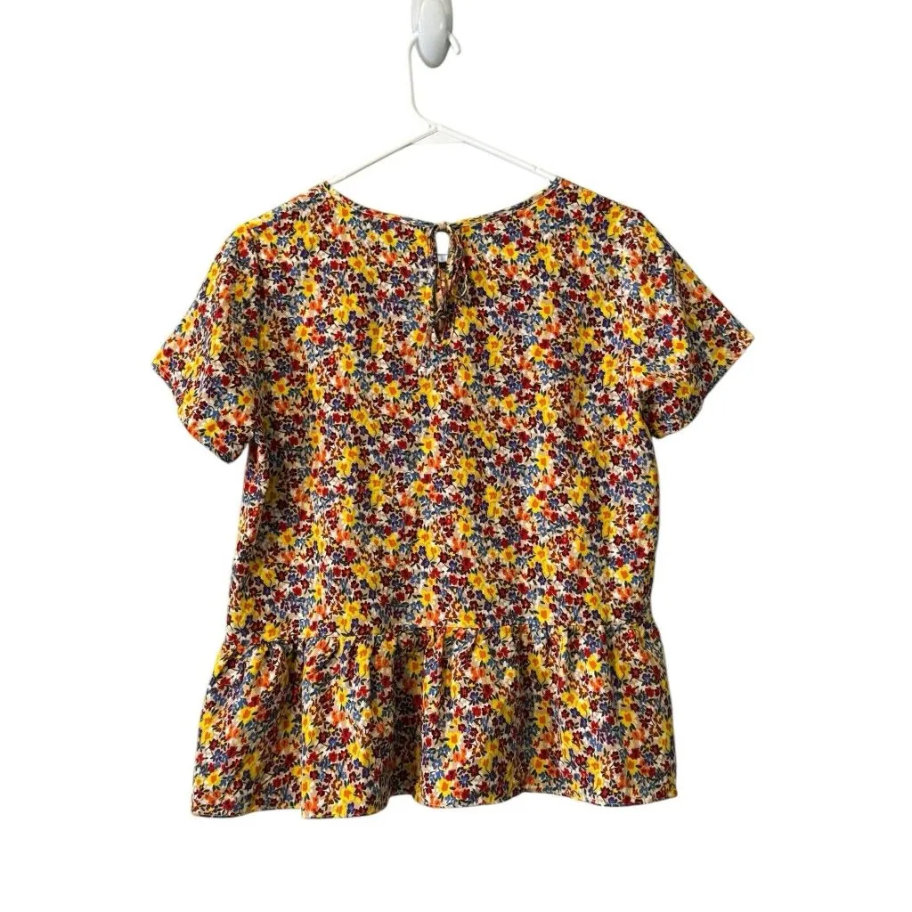 Molly Bracken Floral Short Sleeve Blouse Sz Medium Polyester Tiered Cottagecore - Image 2
