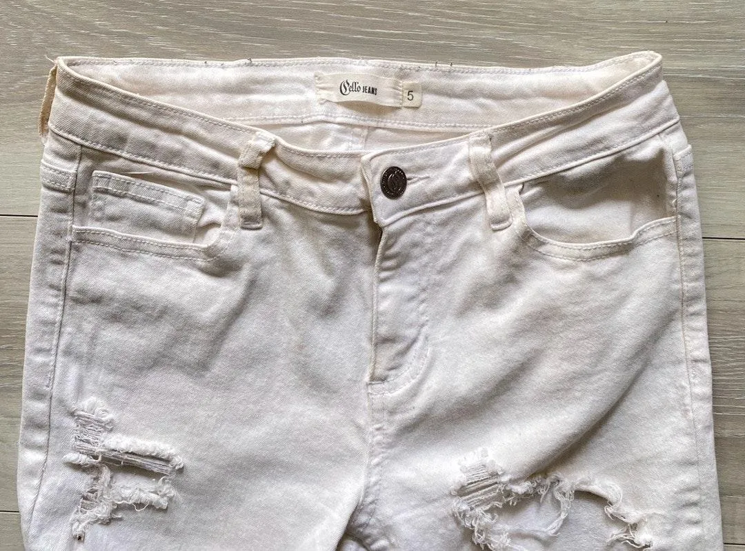 White Ripped Jeans High Waisted  - Image 5