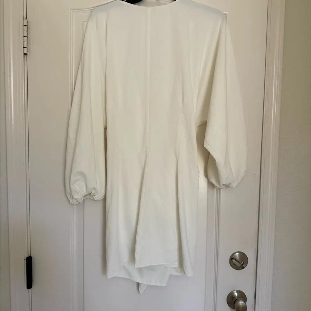 Amanda Uprichard Calabra Dress Surplice Long Sleeve Ivory Size L - Image 7