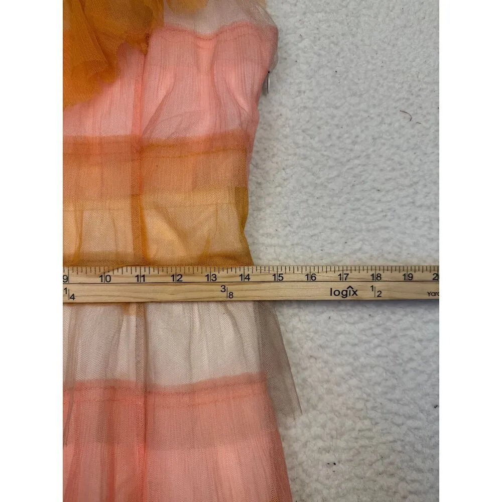 Lovers and Friends Ruffle Tiered‎ Midi Sheer Blush Pink Orange Size Small - Image 4