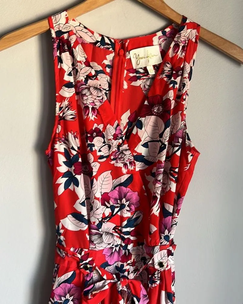 Yumi Kim - Red Floral Print Silk Jumpsuit - Image 4