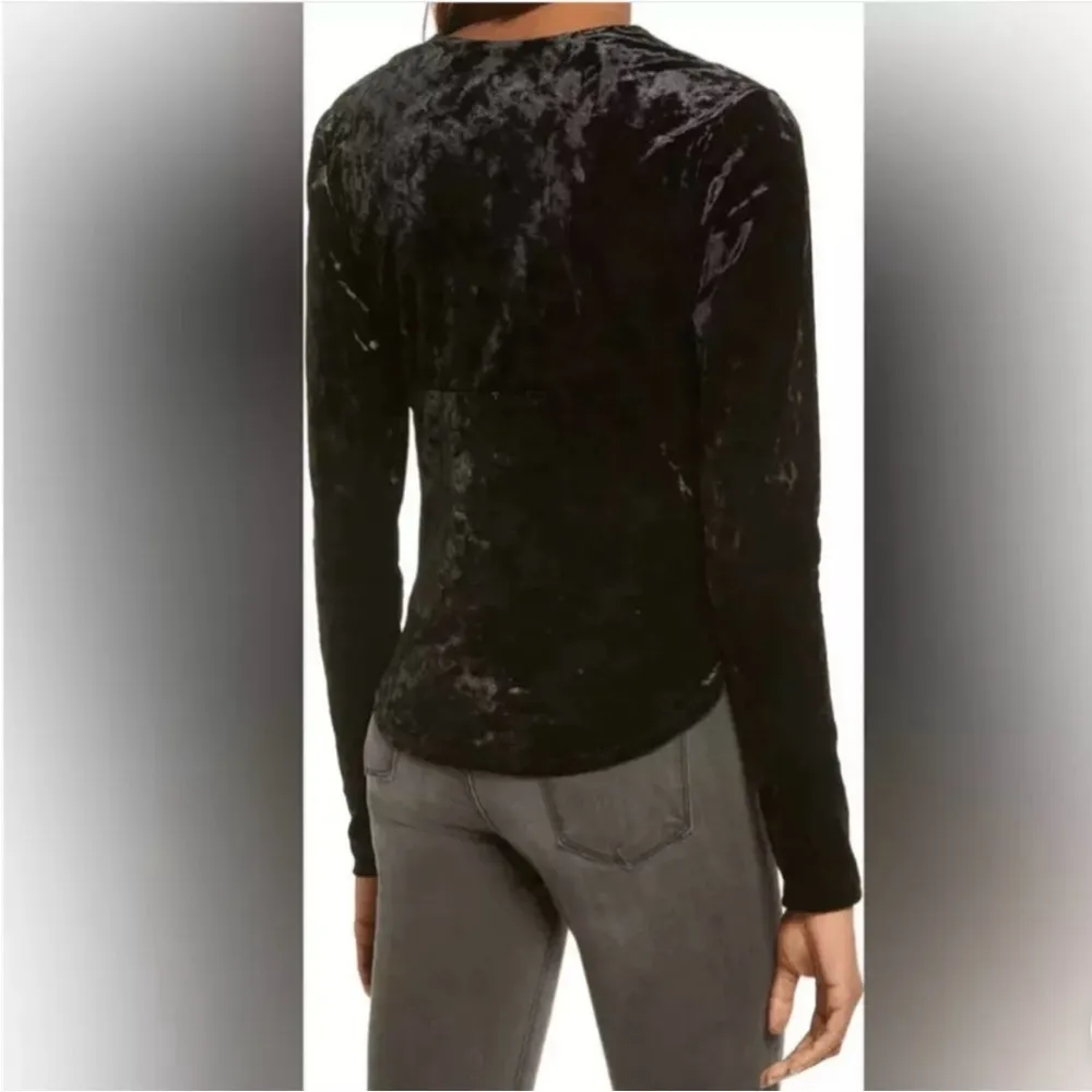 Free people Perfect Date black velvet draped top sz S - Image 3