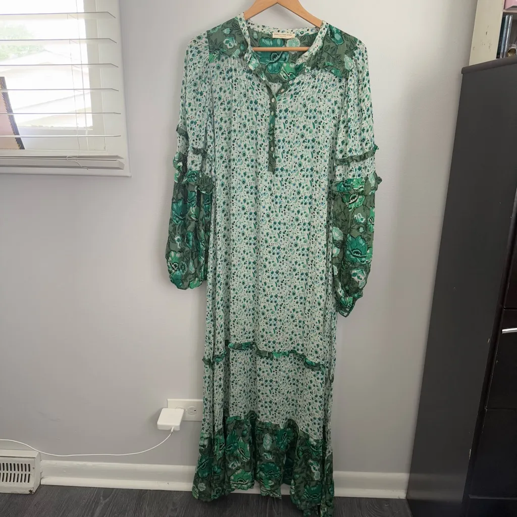 Spell & The Gypsy Medium Winona Maxi Dress Ivy Green Peasant Gypsy Original - Image 2