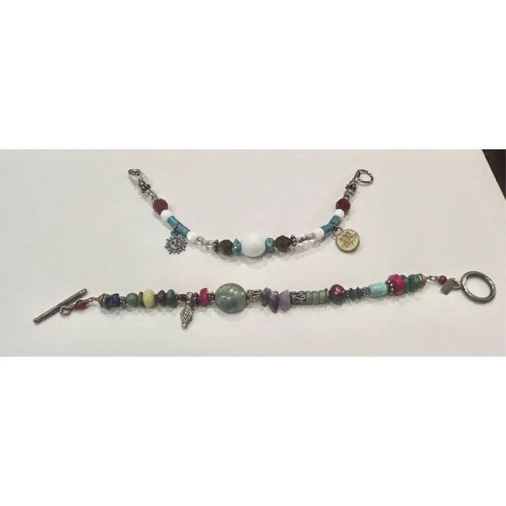 Mixed stone and bead bracelet silver - Image 2