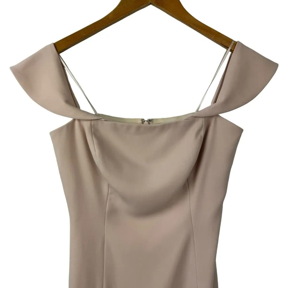 Jay Godfrey Downie Gown Midi Dress Nude Pink Off Shoulder Stretch Size 2 - Image 3