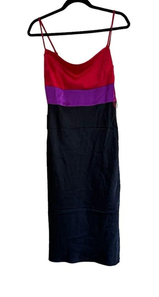 NWT Express  Satin Color Block Tier Cowl Neck Midi Slip Dress - Image 7