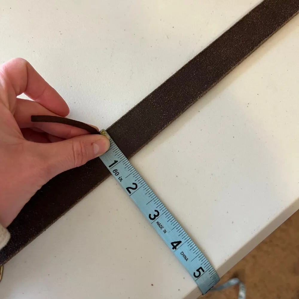 Brown Genuine Italian Leather Embossed USA Brass Sparkle Buckle Belt Size S/M Size M - Image 9