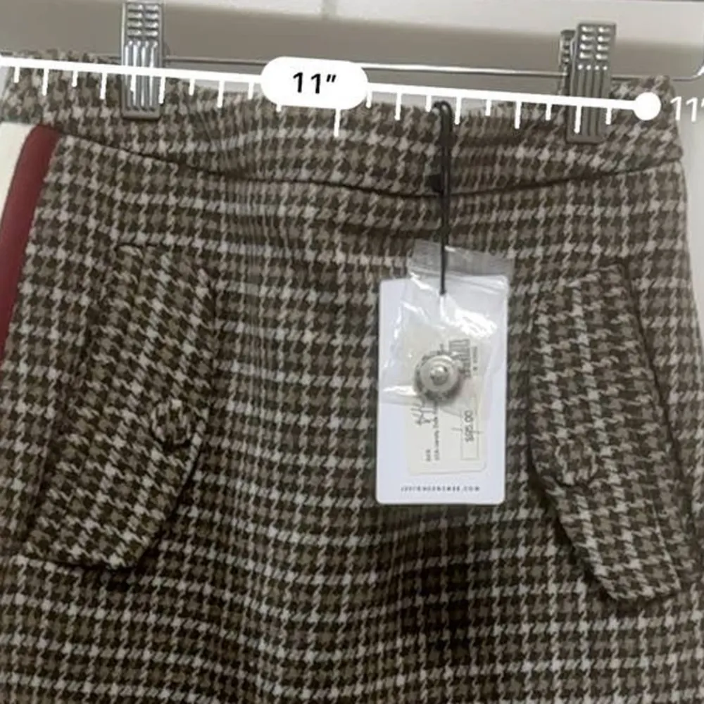 JOA‎ Checkered Brown And White Asymmetrical Tiered Mini Skirt - size XS NWT - Image 6
