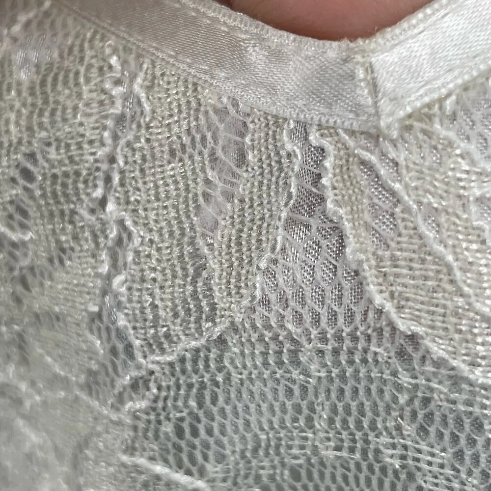 Tahari ASL Ivory White Lace Satin Bow Dress Sleeveless V Wedding Formal Size 8 - Image 12