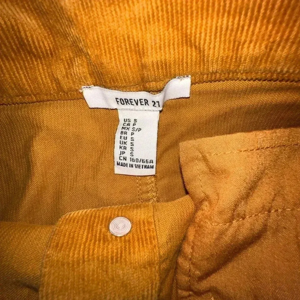 Forever 21 Orange Corduroy Mini Skirt S Button Front A-Line 90s Y2K Retro - Image 4