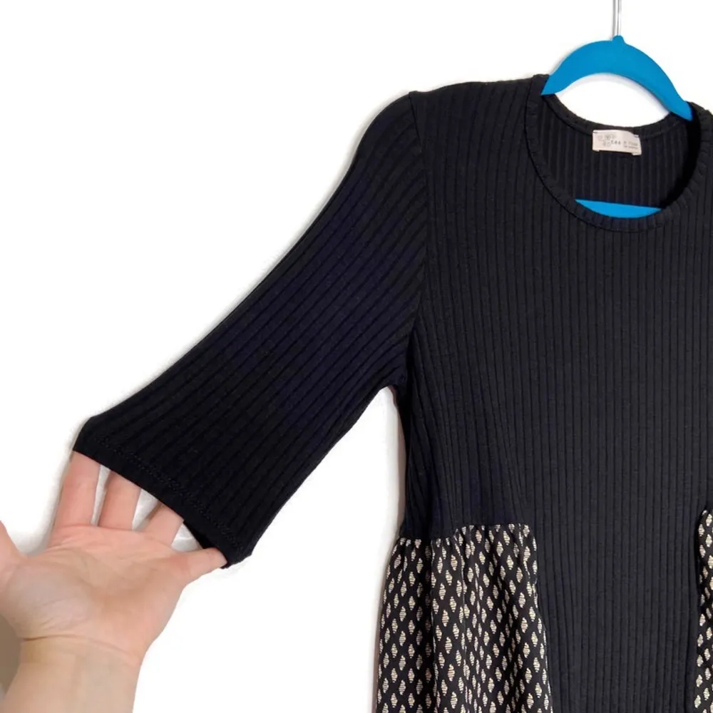 Tea N Rose Mixed Media Black Short Sleeve Blouse - Image 2