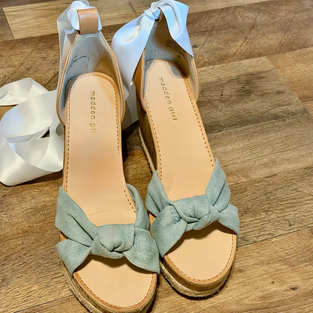 Steve Madden Girl Collette Wedge Denim Sandal Size 9.5 NWT - Image 5