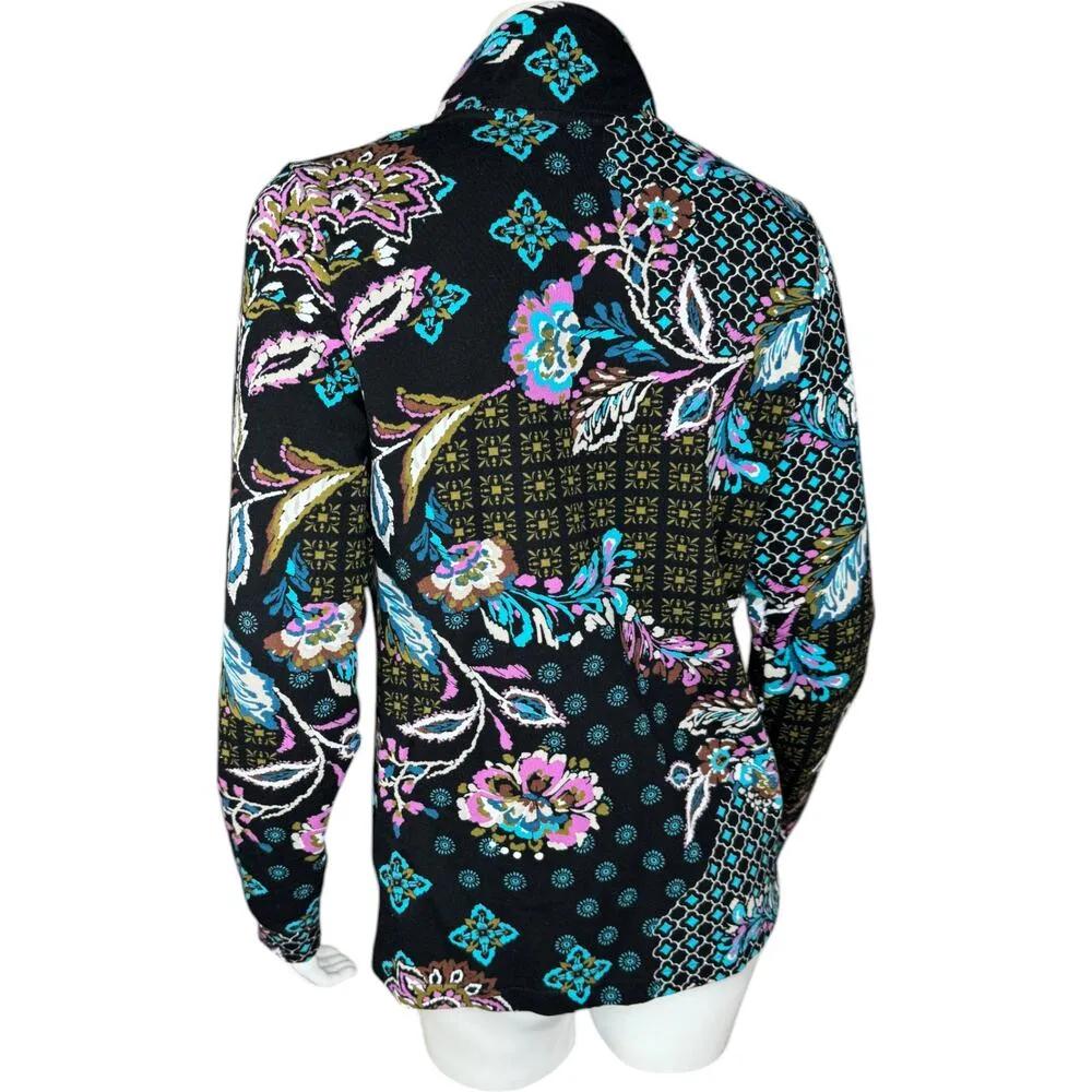 Sport Savvy Printed Patchwork French Terry Jacket Black Small NWOT - Image 4