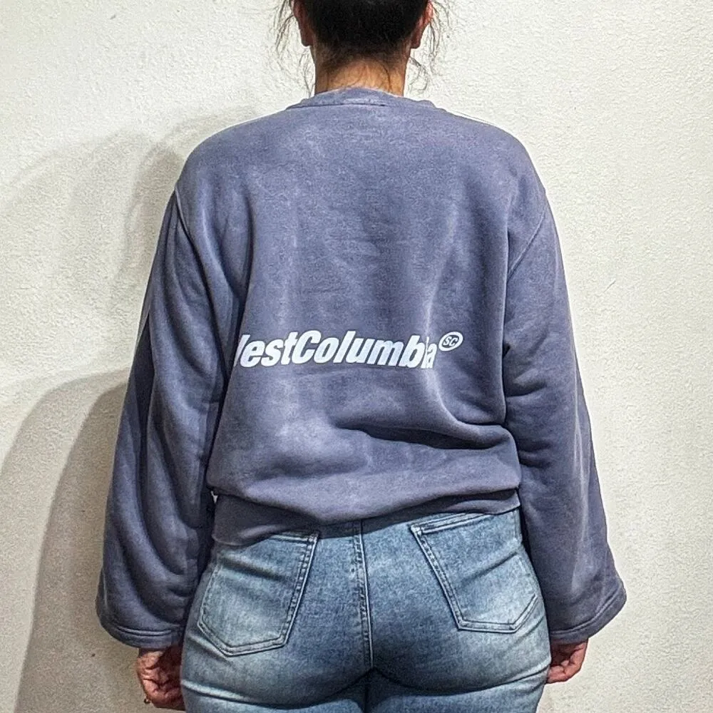 Zara Blue West Columbia Striped Slogan Sweatshirt Sz M - Image 10