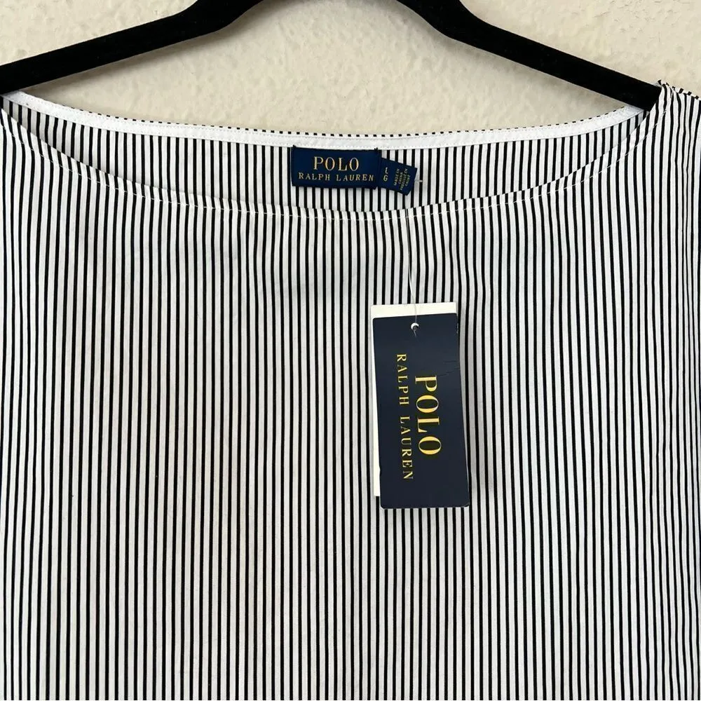 Polo Ralph Lauren Women's Striped Boat Neck Short Sleeve Blouse NEW Size Large White - Image 3