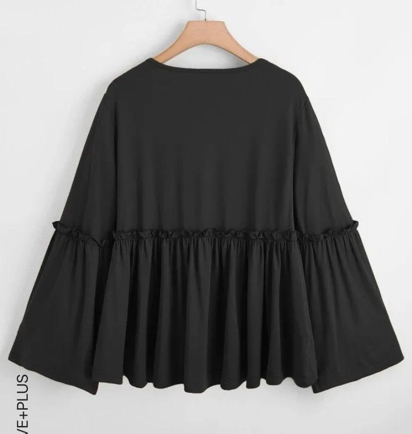 SheIn Black Peplum Blouse - Image 2