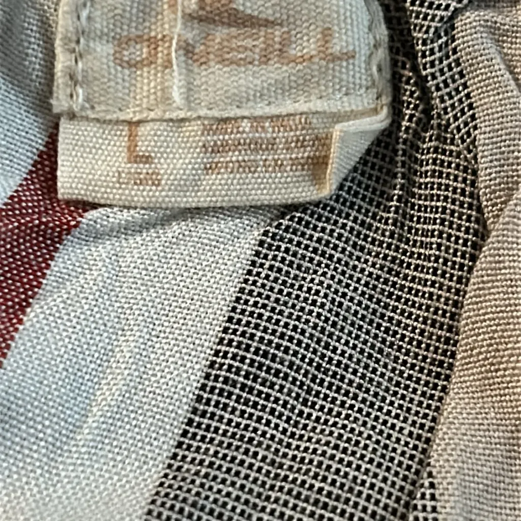 O Neill women’s  shirt New Tan/Brown Stripe  Off Shoulder Top‎ Size Large Flowy - Image 8