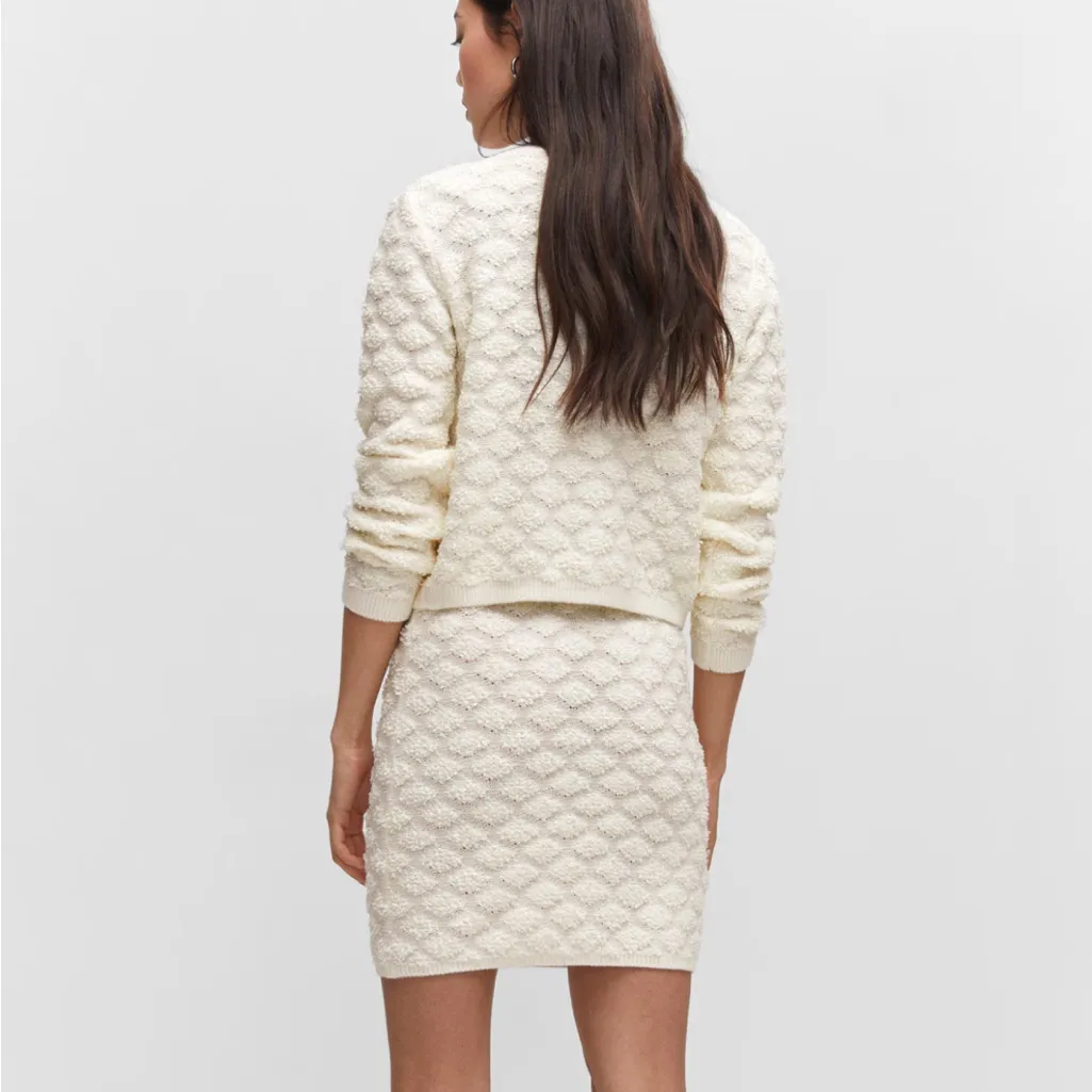 Mango  Textured Button Cardigan Cream White Size Medium Work Professional Classy - Image 4