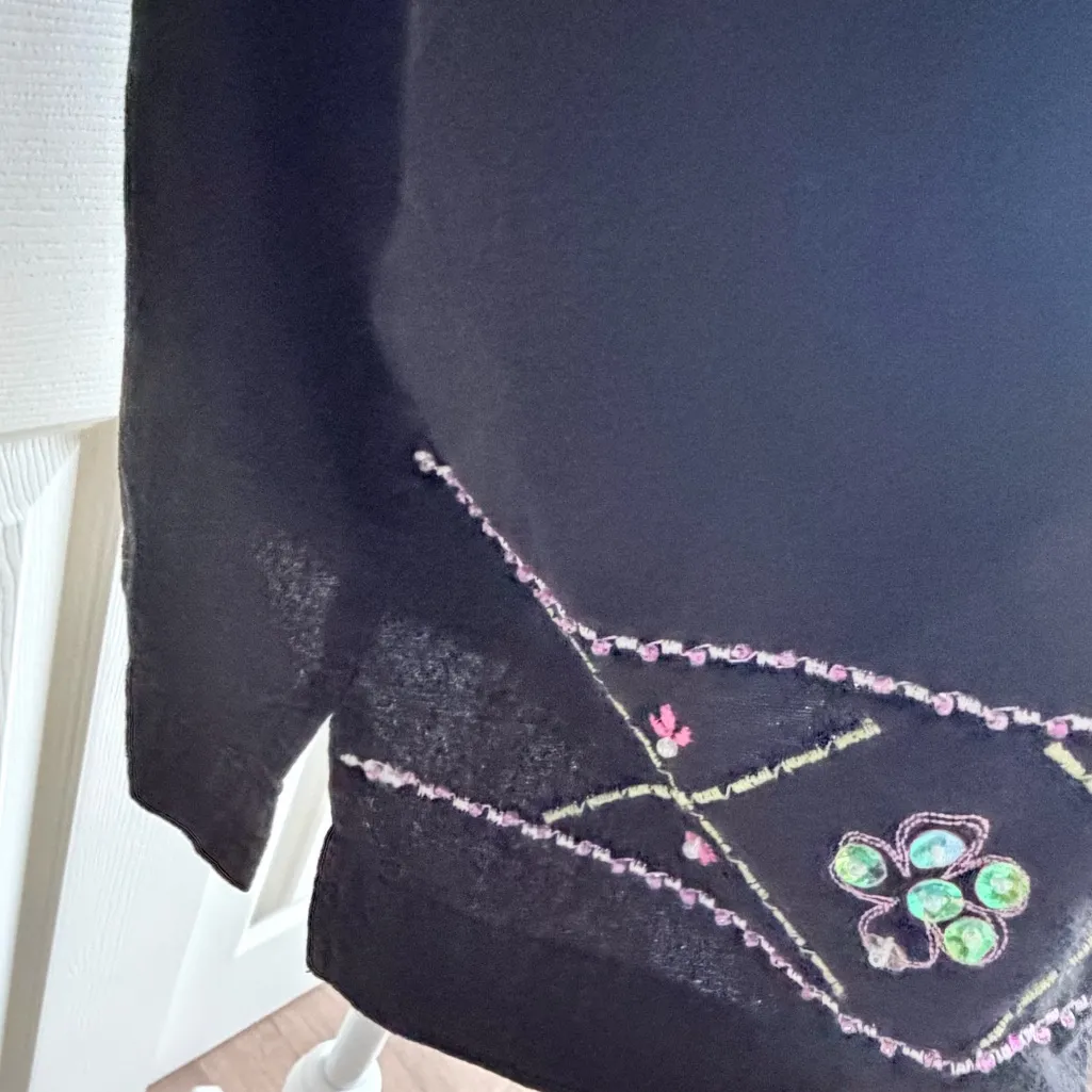 Jane Ashley vintage cotton embroidered button up women’s short sleeve top size M - Image 3