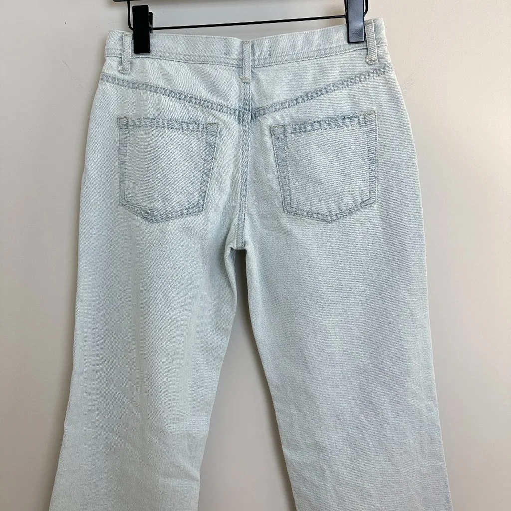 FREE PEOPLE Maggie Ripped Crop Straight Leg Jeans in Paradise Blue Size US 25 - Image 7