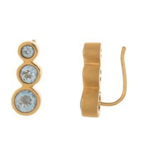 DEAN DAVIDSON 22K‎ Gold Plated Manhattan Blue Topaz Ear Crawler Earrings, NWT - Image 11