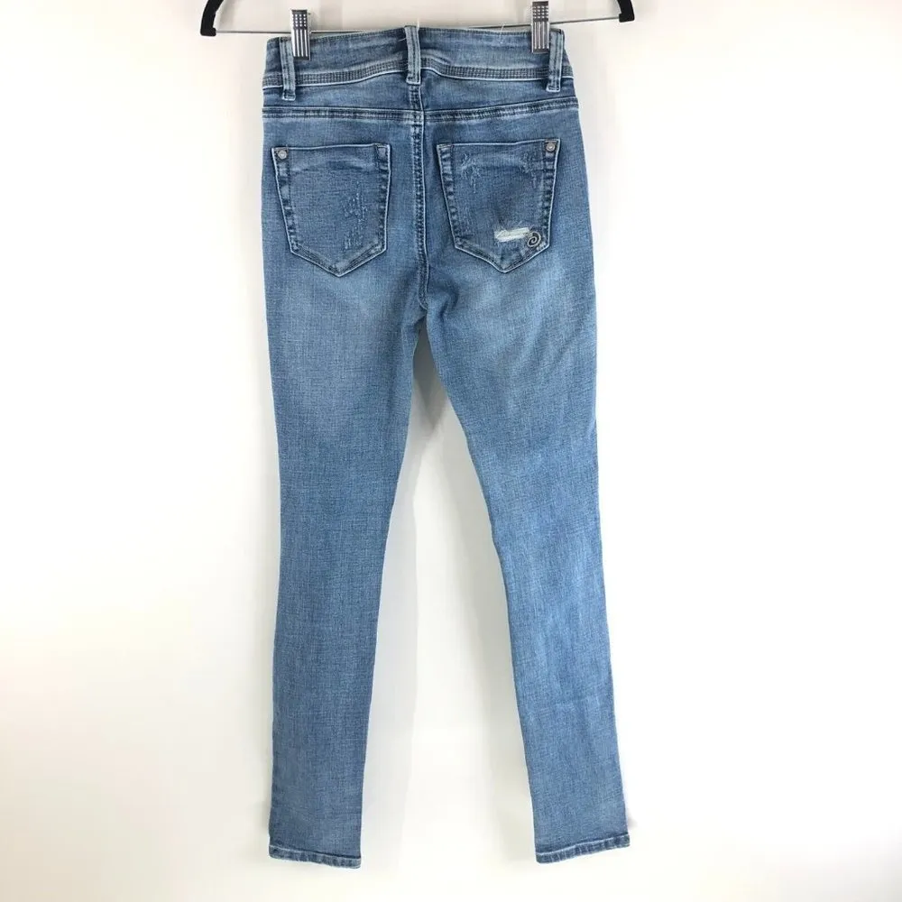 Indigo Rein Womens Jeans Skinny Distressed Ankle Medium Wash 1 - Image 2