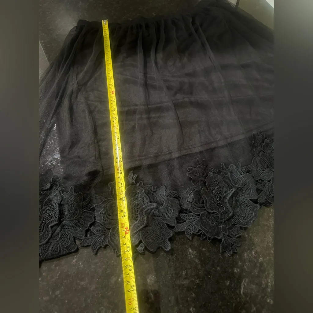 Forever21+ Black Sheer Overlay Skirt 2x embroidered lace whimsygoth witchy plus - Image 7