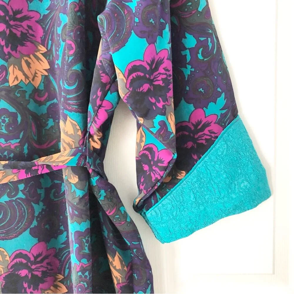 Victoria's Secret Vintage Gold Label  Long Robe Tassel Tie Jacquard Trim Medium - Image 11