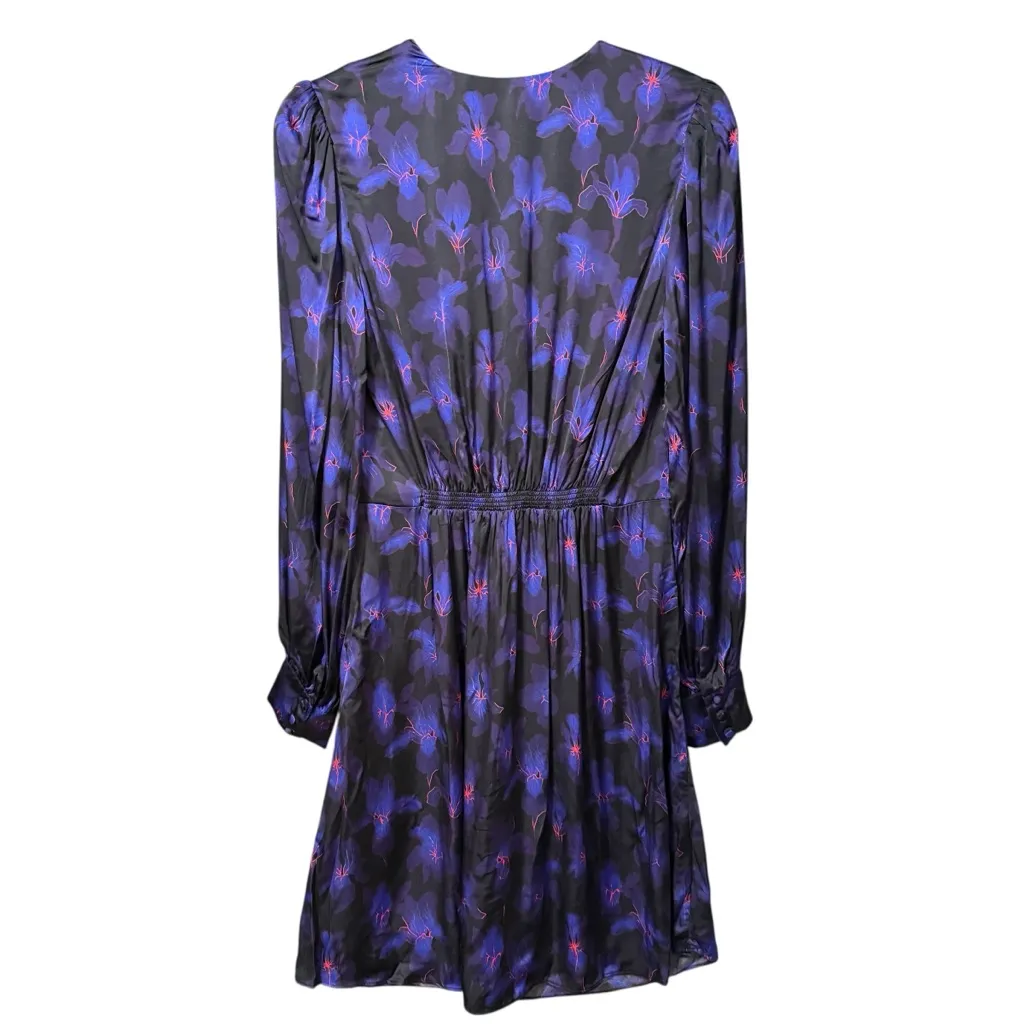 The Kooples Iris Floral Twist Knot Mini Dress Purple Black NWT Size 2 - Image 5