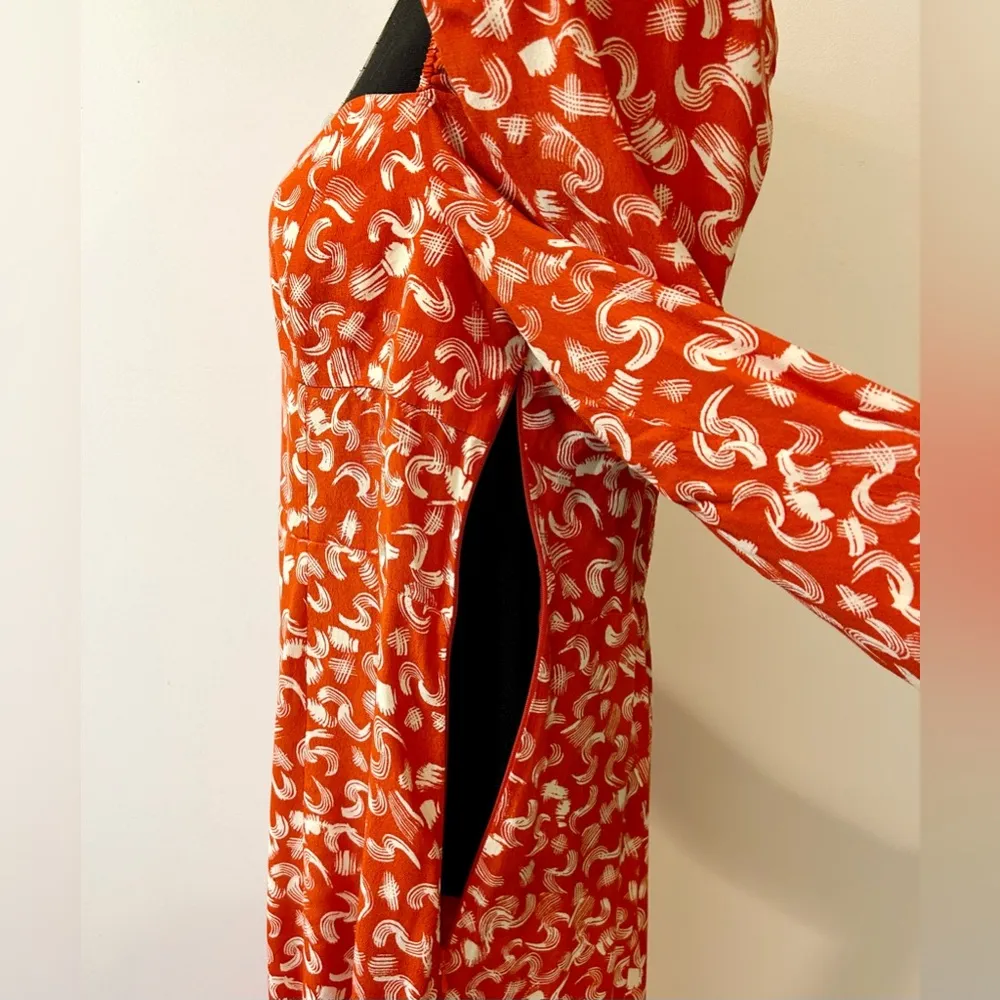 Puff Sleeve Floral Midi Dress Size 12 - Image 12