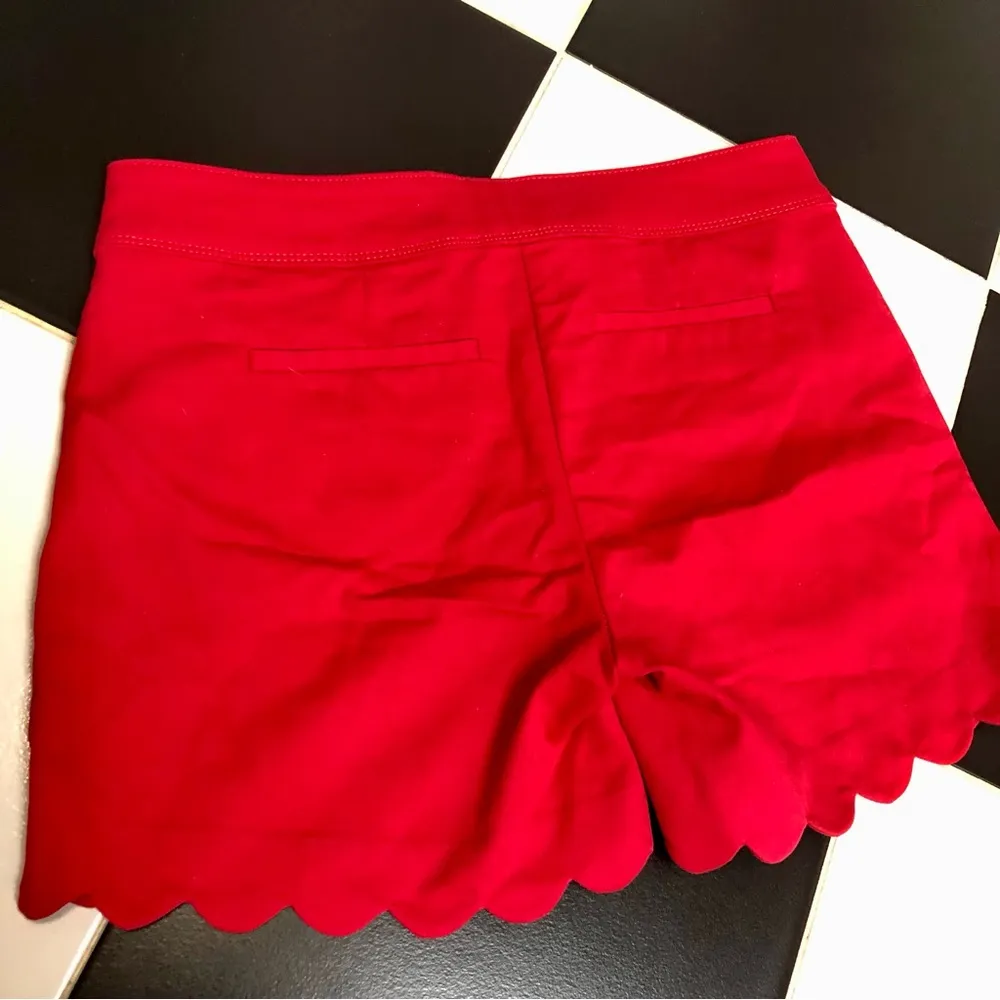 Bright Red Chino Shorts Scallop Hem High Waisted size 4 Oversized - Image 7