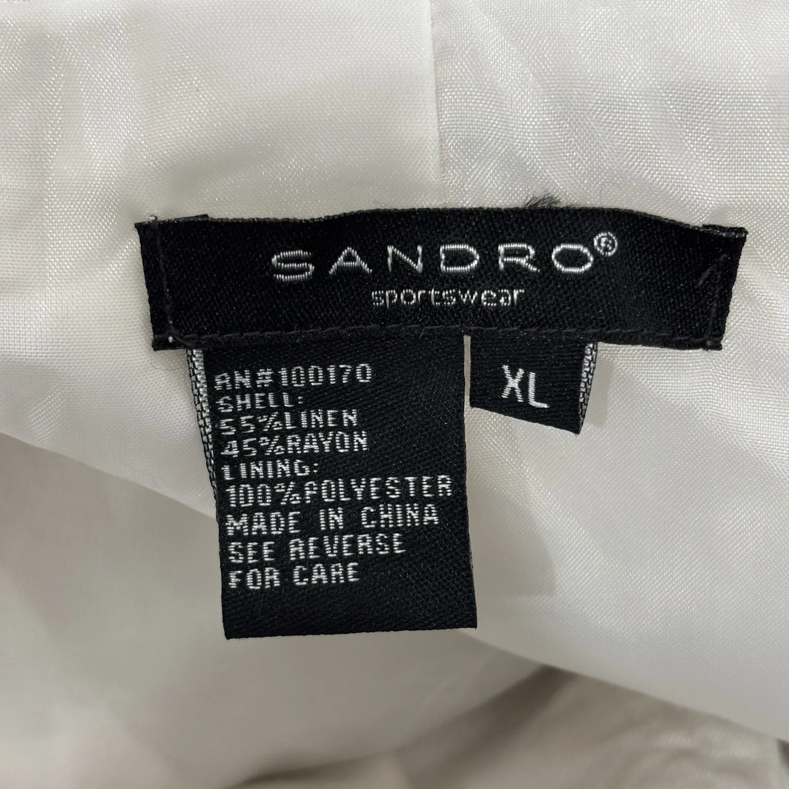 Sandro Sportswear Size XL Ivory Linen Cropped Jacket Lagenlook Boxy France - Image 2