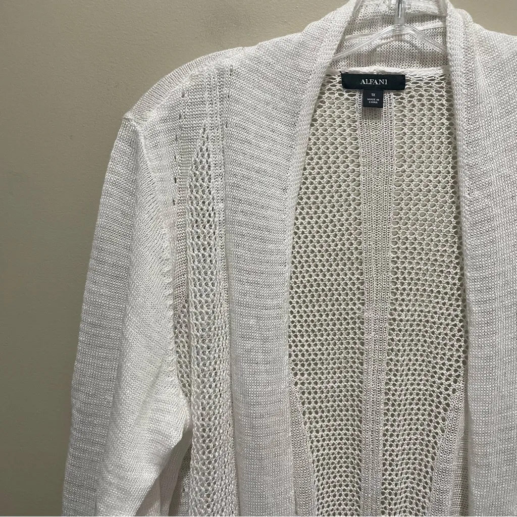 Alfani Bright White Open Front Cardigan Sweater Plus Size Women’s 1X NWT - Image 4
