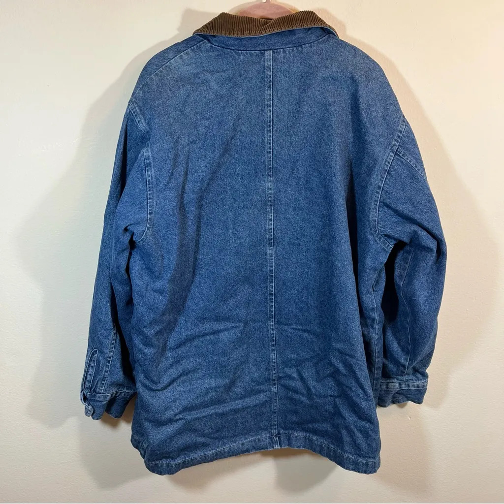 Vintage 90s Sonoma Denim Corduroy Collar Chore Barn Jacket Women’s XL - Image 9