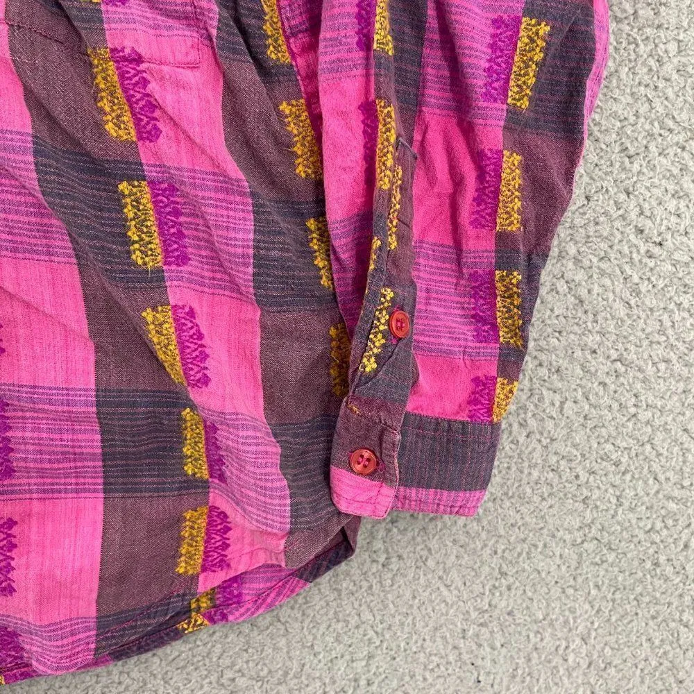 Vintage Jeans Wear Pink Women M Causal Plaid Long‎ Sleeve Button Down Shirt Size M - Image 2