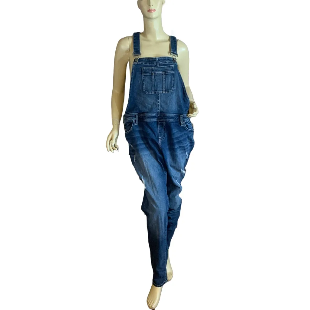 TORRID DISTRESSED DENIM OVERALLS (18) - Image 3