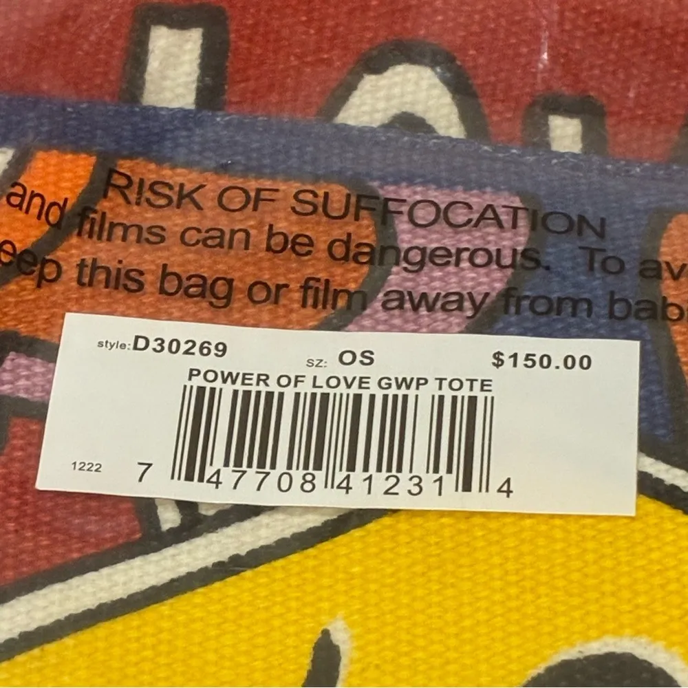 Brighton Power of Love Canvas Tote New in Sealed-14"x16" Multicolor Hearts NEW - Image 4