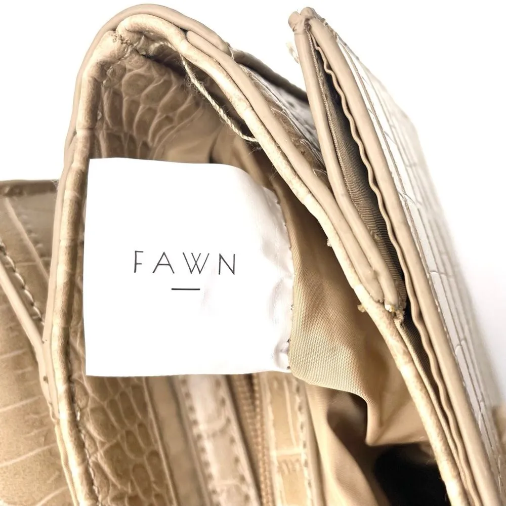 Fawn Design The Bamboo Shoulder Bag in Latte Faux Croc Purse Limited Edition NEW Tan - Image 14
