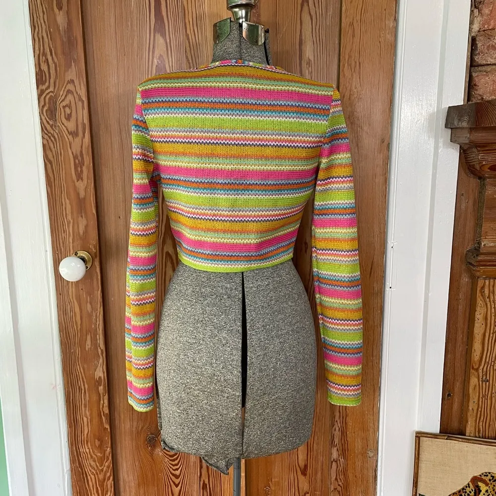 Blue Blush Rainbow Daze Knit Crop Cardigan - Size Medium - Image 8
